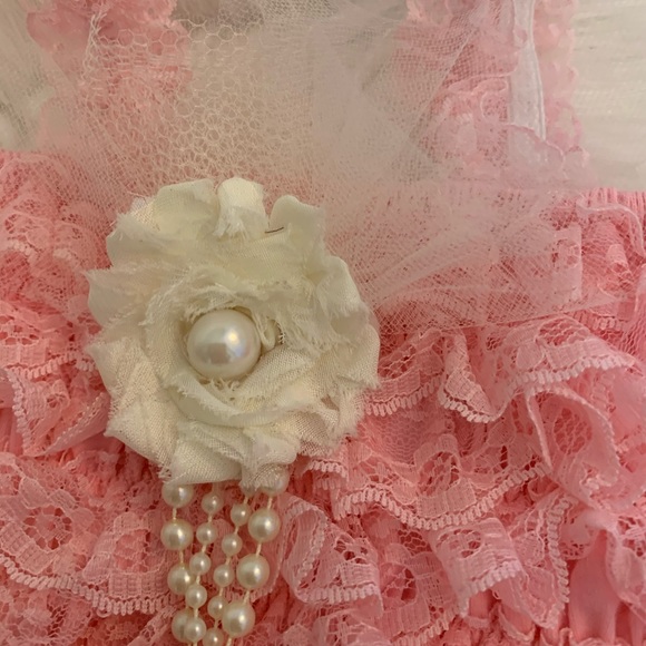 SALE! Pink Lace Petti-Romper & Headband - Picture 6 of 10